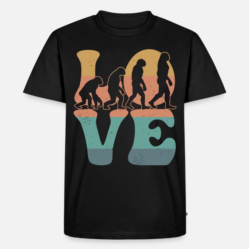Charles Darwin Evolutionstheorie LIEBE - Männer Premium Bio T-Shirt - Schwarz