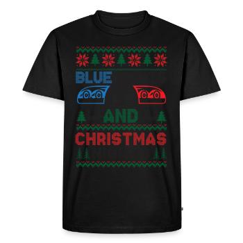 Lumières bleues et nuits de Noël Police Weihnac - T-shirt Premium bio Homme - noir - Devant - Nico (187cm)