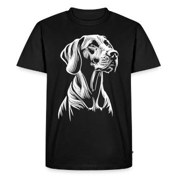 Force douce : Weimaraner en blanc pur - T-shirt Premium bio Homme - noir - Devant - Nico (187cm)