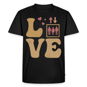 Mécanicien d’ascenseur LOVE - T-shirt Premium bio Homme - noir - Devant - Nico (187cm)