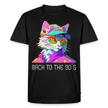 Soirée à thème des années 90 Retour au costume des années 90 - T-shirt Premium bio Homme - noir - Devant - Nico (187cm)