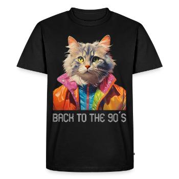 Soirée à thème des années 90 Retour au costume des années 90 - T-shirt Premium bio Homme - noir - Devant - Nico (187cm)