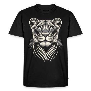 La reine de la savane : le portrait du lion blanc - T-shirt Premium bio Homme - noir - Devant - Nico (187cm)