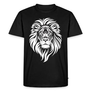 La Majesté : Le Lion Blanc - T-shirt Premium bio Homme - noir - Devant - Nico (187cm)