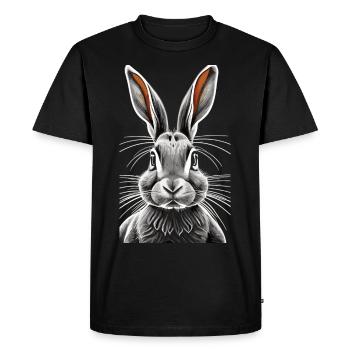 Magic of the Meadows: The Bunny Portrait - Men's Premium Organic T-Shirt - black - Front - Nico (187cm)