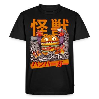 Kaiju Burger Japonais Anime Monster Hamburger - T-shirt Premium bio Homme - noir - Devant - Nico (187cm)