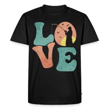 Pêche en haute mer Pêcheuse Pêcheuse AMOUR - T-shirt Premium bio Homme - noir - Devant - Nico (187cm)