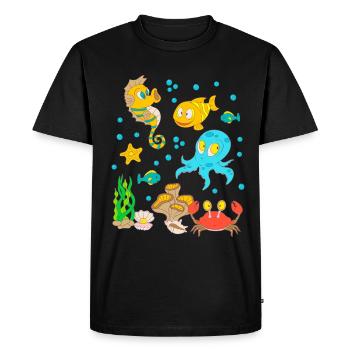 Animaux sous-marins Créatures marines Aquarium Enfants - T-shirt Premium bio Homme - noir - Devant - Nico (187cm)