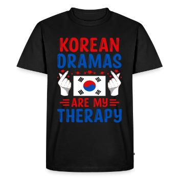 Les drames coréens sont ma thérapie. - T-shirt Premium bio Homme - noir - Devant - Nico (187cm)