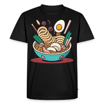 Kawaii Ramen : soupe de nouilles japonaise - T-shirt Premium bio Homme - noir - Devant - Nico (187cm)