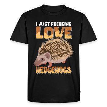 Hérisson, amoureux du hérisson, cadeau de hérisson drôle - T-shirt Premium bio Homme - noir - Devant - Nico (187cm)