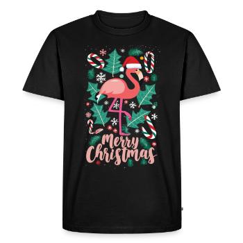 Noël avec flamants roses - Moments contemplatifs - T-shirt Premium bio Homme - noir - Devant - Nico (187cm)