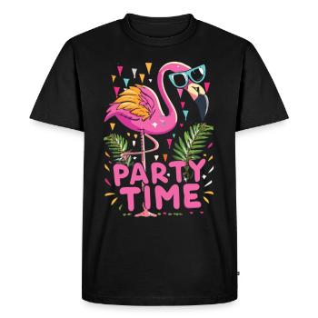 Fête exotique avec flamants roses - Party Time - T-shirt Premium bio Homme - noir - Devant - Nico (187cm)