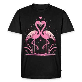 Flamingo Connection - Forever Together - Men's Premium Organic T-Shirt - black - Front - Nico (187cm)