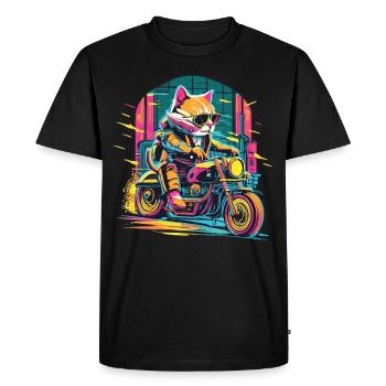 Ride with Paws - Cat power on the bike - Men's Premium Organic T-Shirt - black - Front - Nico (187cm)
