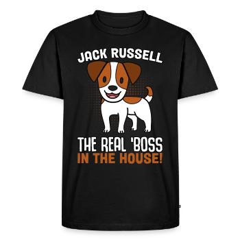Jack Russell, le vrai dans la maison - T-shirt Premium bio Homme - noir - Devant - Nico (187cm)