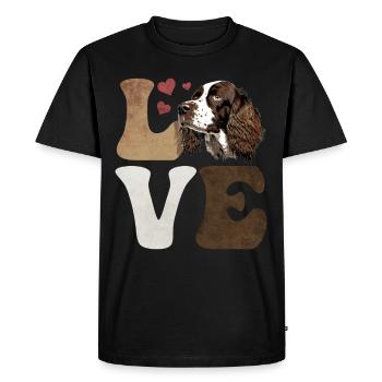 Français Springer Spaniel Dog LOVE - T-shirt Premium bio Homme - noir - Devant - Nico (187cm)