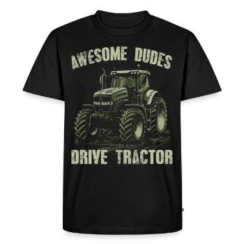 Great Guys Driving Tractor Gardener Farmer Farmer - Men's Premium Organic T-Shirt - black - Front - Nico (187cm)