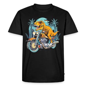 TRex Biker - Une balade primitive - T-shirt Premium bio Homme - noir - Devant - Nico (187cm)