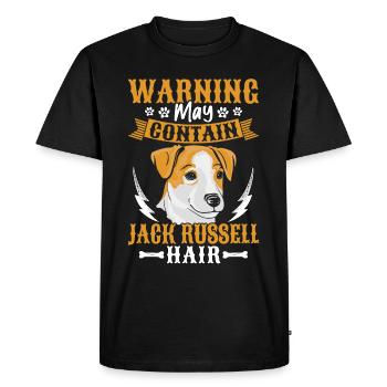 Attention : Peut contenir des cheveux de jack Russell - T-shirt Premium bio Homme - noir - Devant - Nico (187cm)