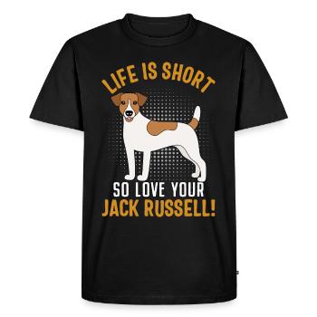 La vie est courte, alors aimez votre Jack Russell - T-shirt Premium bio Homme - noir - Devant - Nico (187cm)