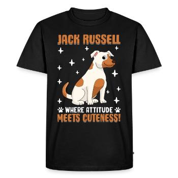 Jack Russelloù l’attitude rencontre la gentillesse - T-shirt Premium bio Homme - noir - Devant - Nico (187cm)