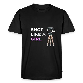 Shot Like A Girl, cinéaste, réalisateur - T-shirt Premium bio Homme - noir - Devant - Nico (187cm)
