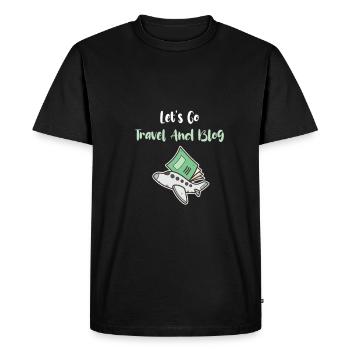 Let’s Go Travel et Blog Enthusiast Adventure - T-shirt Premium bio Homme - noir - Devant - Nico (187cm)