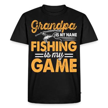 Pêcheur à la ligne Pêche Grand-père - T-shirt Premium bio Homme - noir - Devant - Nico (187cm)