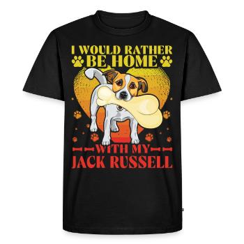 Je préfère être à la maison avec mon Jack Russell - T-shirt Premium bio Homme - noir - Devant - Nico (187cm)