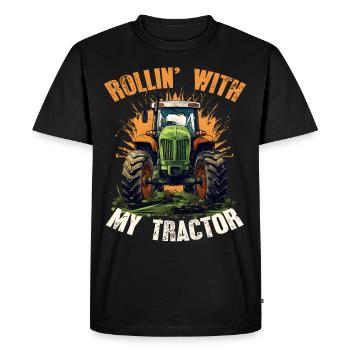Rollin' avec mon tracteur Agriculture - T-shirt Premium bio Homme - noir - Devant - Nico (187cm)