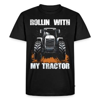 Rollin' avec mon tracteur Agriculture - T-shirt Premium bio Homme - noir - Devant - Nico (187cm)