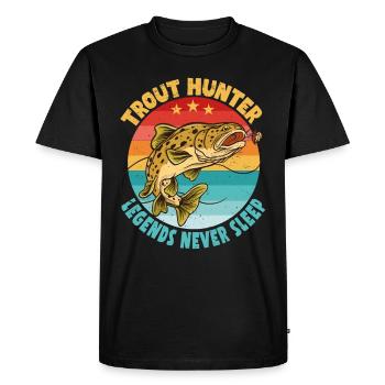 Pêche, Truite, Saumon, Pêcheur, Pêcheur, Perche - T-shirt Premium bio Homme - noir - Devant - Nico (187cm)
