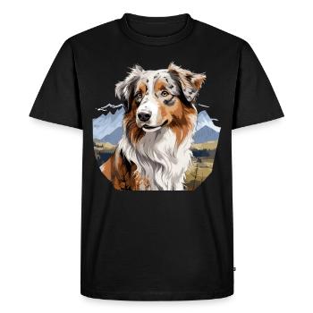Dog Australian Shepherd - Men's Premium Organic T-Shirt - black - Front - Nico (187cm)
