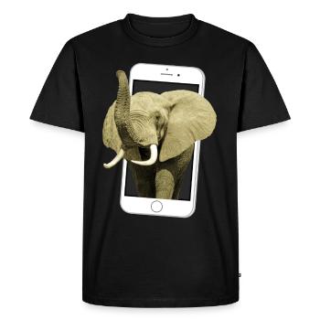 Smartphone with elephant - Elephant in Africa - Men's Premium Organic T-Shirt - black - Front - Nico (187cm)