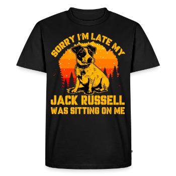 Désolé, je suis en retard, mon Jack Russell était assis sur moi - T-shirt Premium bio Homme - noir - Devant - Nico (187cm)
