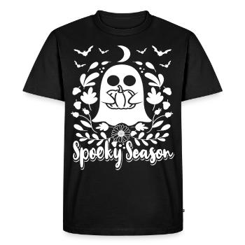Mignon fantôme Halloween Spooky Saison - T-shirt Premium bio Homme - noir - Devant - Nico (187cm)