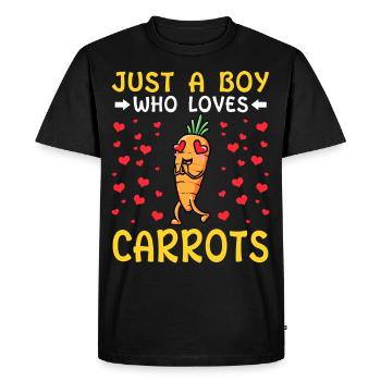 Just a boy who loves carrots, vegetables, - Men's Premium Organic T-Shirt - black - Front - Nico (187cm)