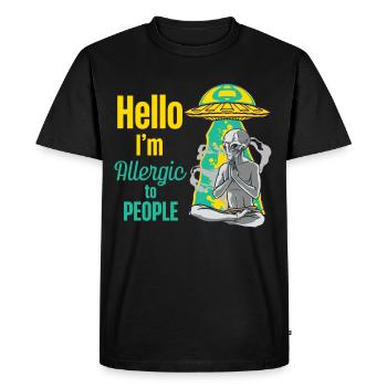 Bonjour, je suis allergique à l’allergie humaine - T-shirt Premium bio Homme - noir - Devant - Nico (187cm)