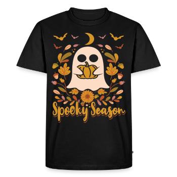 Mignon fantôme Halloween Spooky Saison - T-shirt Premium bio Homme - noir - Devant - Nico (187cm)