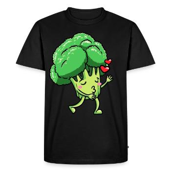 Broccoli Emoticon Vegan Vegetable Vegetarian - Men's Premium Organic T-Shirt - black - Front - Nico (187cm)