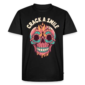 Crânes Crack A Smile Totenkopf Crâne - T-shirt Premium bio Homme - noir - Devant - Nico (187cm)