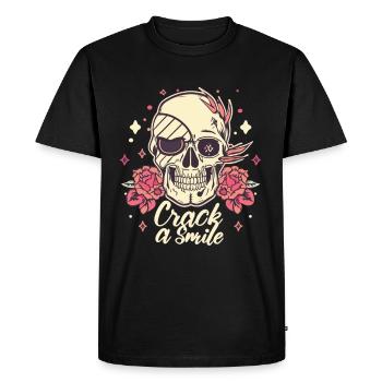 Crânes Crack A Smile Totenkopf Crâne - T-shirt Premium bio Homme - noir - Devant - Nico (187cm)