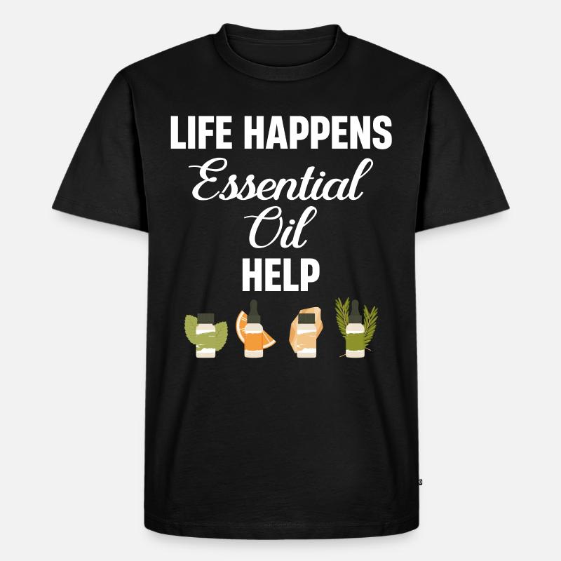 Life Happens Ätherische Öle Helfen - Männer Premium Bio T-Shirt - Schwarz