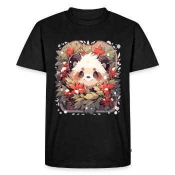 Panda Pandas de Noël Panda de Noël - T-shirt Premium bio Homme - noir - Devant - Nico (187cm)