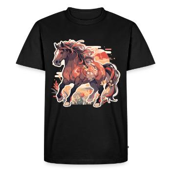 Cheval chevaux jument Folen équitation cavalier cadeau - T-shirt Premium bio Homme - noir - Devant - Nico (187cm)