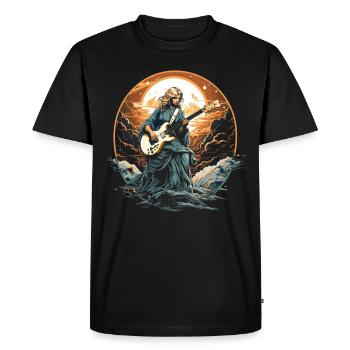 La Sainte Mère Marie joue de la guitare électrique, musicienne - T-shirt Premium bio Homme - noir - Devant - Nico (187cm)