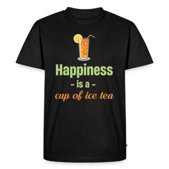Le bonheur, c’est une tasse de thé glacé mélangé - T-shirt Premium bio Homme - noir - Devant - Nico (187cm)
