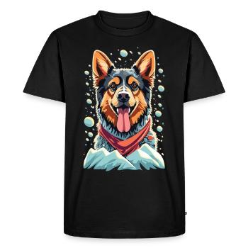 Noël berger enneigé avec votre berger allemand - T-shirt Premium bio Homme - noir - Devant - Nico (187cm)