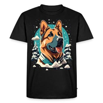 Merry Paws - Noël avec le berger allemand - T-shirt Premium bio Homme - noir - Devant - Nico (187cm)